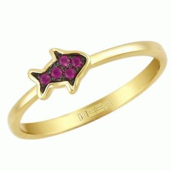 Золотое кольцо с цветными драгоценными камнями K113073A 