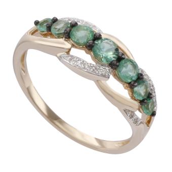 Золотое кольцо с бриллиантами и цветными драгоценными камнями CNR10097