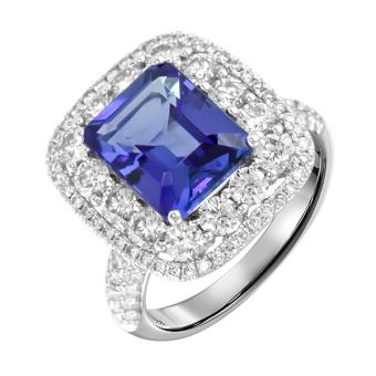 Золотое кольцо с бриллиантами и полудрагоценными камнями R101-RED20457TNW 