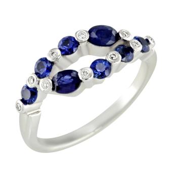 Золотое кольцо с бриллиантами и цветными драгоценными камнями R4-AL564WS