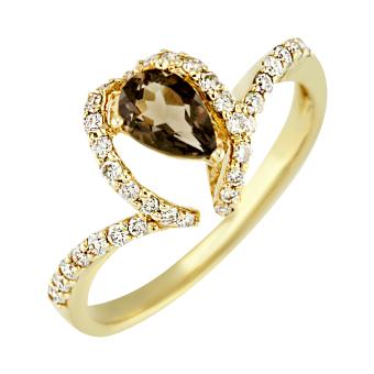 Золотое кольцо с бриллиантами и полудрагоценными камнями HOR27292 