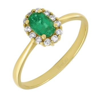Золотое кольцо с бриллиантами и цветными драгоценными камнями R101-HOR34372BYE