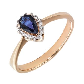 Золотое кольцо с бриллиантами и полудрагоценными камнями 1KPM413 