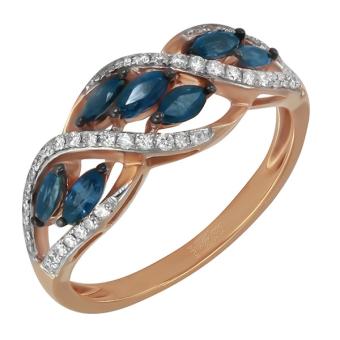 Золотое кольцо с бриллиантами и цветными драгоценными камнями R123-AR49122RS