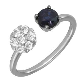 Золотое кольцо с бриллиантами и цветными драгоценными камнями R101-R42174CWS