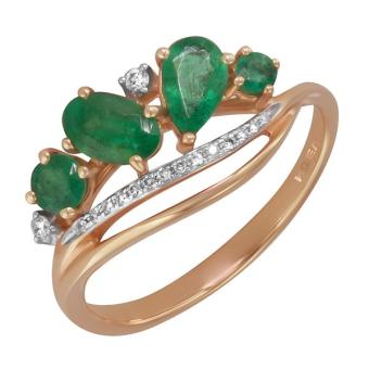 Золотое кольцо с бриллиантами и цветными драгоценными камнями R1402-CNR10103RE