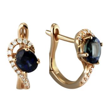 Золотые серьги с бриллиантами и цветными драгоценными камнями E139-EDE8876RS