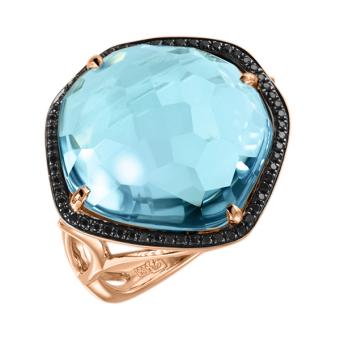 Золотое кольцо с бриллиантами и полудрагоценными камнями HOR37627L 
