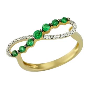 Золотое кольцо с бриллиантами и цветными драгоценными камнями R123-R55296AYE